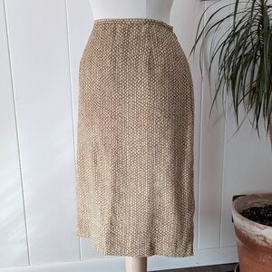 Vintage Tan And Cream Silk Midi Skirt By Ann Taylor Size 10